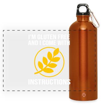Gluten Free Gluten - Panoramic Drinks Bottle with Carabiner 750 ml - burnt orange - Front