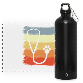Stethoscope Drawing - Panoramic Drinks Bottle with Carabiner 750 ml - black - Front