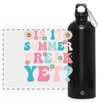 Summer Break Retro Floral Lettering - Panoramic Drinks Bottle with Carabiner 750 ml - black - Front