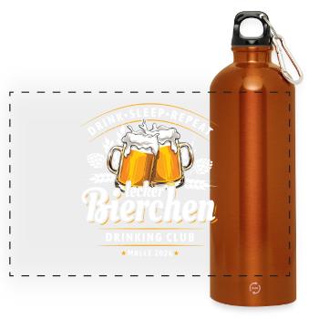 Malle 2026 - Lecker Bierchen Drinking Club - Panorama Trinkflasche mit Karabiner 750 ml - Orange - Vorne
