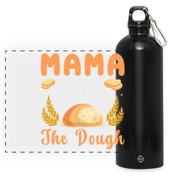 Mama Backt Den Teig - Panorama Trinkflasche mit Karabiner 750 ml - Schwarz - Vorne