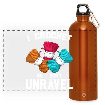 Crochet & Chill – Häkeln statt Ausrasten - Panorama Trinkflasche mit Karabiner 750 ml - Orange - Vorne