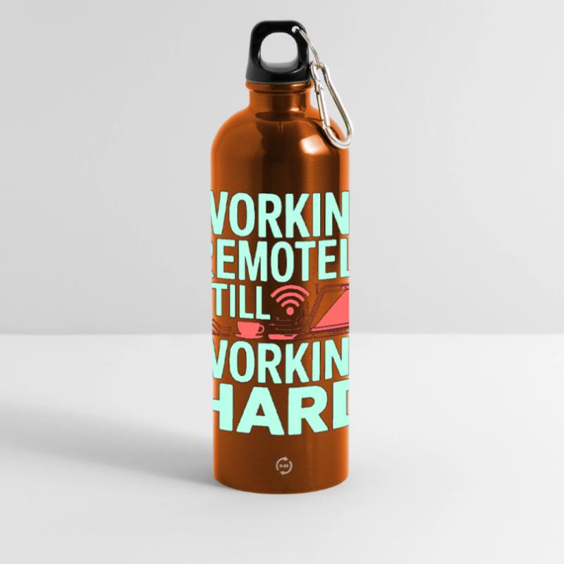 Remote Developer Working Remotely Web Programmer Panorama Trinkflasche mit Karabiner 750 ml