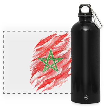 Moroccan Moroccan Moroccan - Panoramic Drinks Bottle with Carabiner 750 ml - black - Front