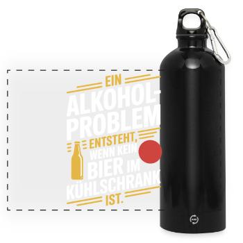 Bier Spruch Alkohol Problem Männerabend JGA Herren - Panorama Trinkflasche mit Karabiner 750 ml - Schwarz - Vorne