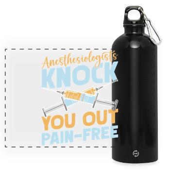 Anesthesiologist Knock Out Pain-Free Anesthesia - Panorama Trinkflasche mit Karabiner 750 ml - Schwarz - Vorne