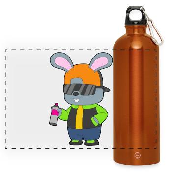 Rabbit Sprayer Spray Can - Panoramic Drinks Bottle with Carabiner 750 ml - burnt orange - Front