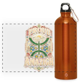 Moroccan Morocco Proud Amazigh - Panoramic Drinks Bottle with Carabiner 750 ml - burnt orange - Front