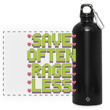 Game Developer Save Often Rage Less Web Developer - Panorama Trinkflasche mit Karabiner 750 ml - Schwarz - Vorne