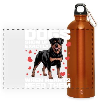 Rottweiler Rottweiler Rottie Race de chien - Gourde panoramique avec mousqueton 750 ml - orange - Devant