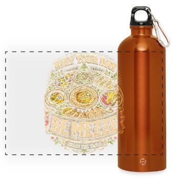 Lebanon Lebanese May Your Day Be Mezze - Panoramic Drinks Bottle with Carabiner 750 ml - burnt orange - Front