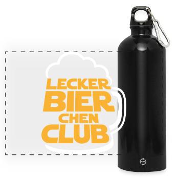 Lecker Bierchen Club Future Edition - Panorama Trinkflasche mit Karabiner 750 ml - Schwarz - Vorne