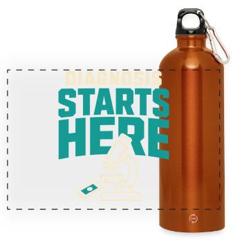 Pathology Laboratory Week, Diagnostics, - Panoramic Drinks Bottle with Carabiner 750 ml - burnt orange - Front