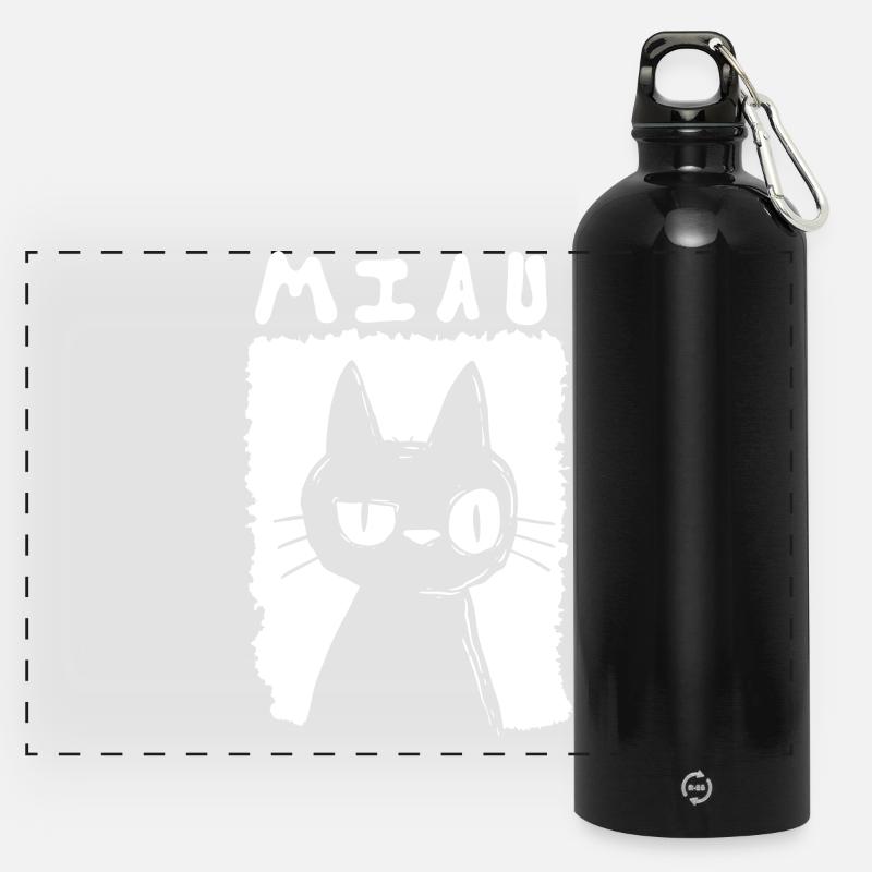 Miaou - Gourde panoramique avec mousqueton 750 ml - noir