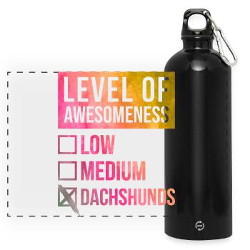 Dachhund - Panorama Trinkflasche mit Karabiner 750 ml - Schwarz - Vorne
