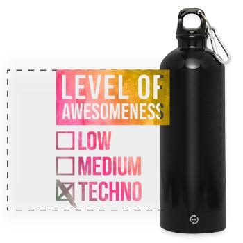 techno - Gourde panoramique avec mousqueton 750 ml - noir - Devant