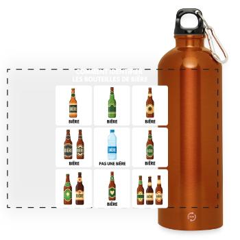 Bier-Identifizierungs-Guide - Panorama Trinkflasche mit Karabiner 750 ml - Orange - Vorne
