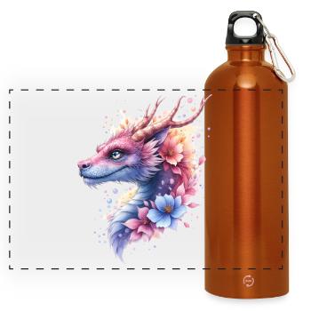Dragon Fleur Bleu - Gourde panoramique avec mousqueton 750 ml - orange - Devant