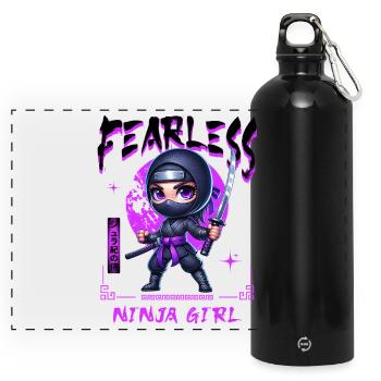 Chibi Ninja Girl avec Katana - Gourde panoramique avec mousqueton 750 ml - noir - Devant