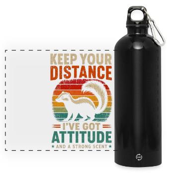 Behalte deine Distanzmotivation ästhetisch - Panorama Trinkflasche mit Karabiner 750 ml - Schwarz - Vorne
