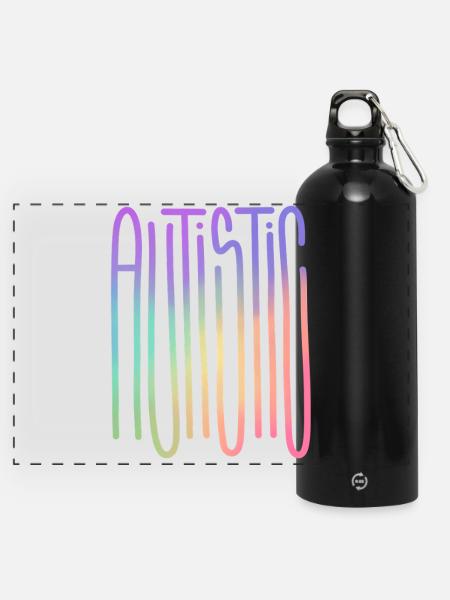 Autistischer Spektrumfluss - Panorama Trinkflasche mit Karabiner 750 ml - Schwarz