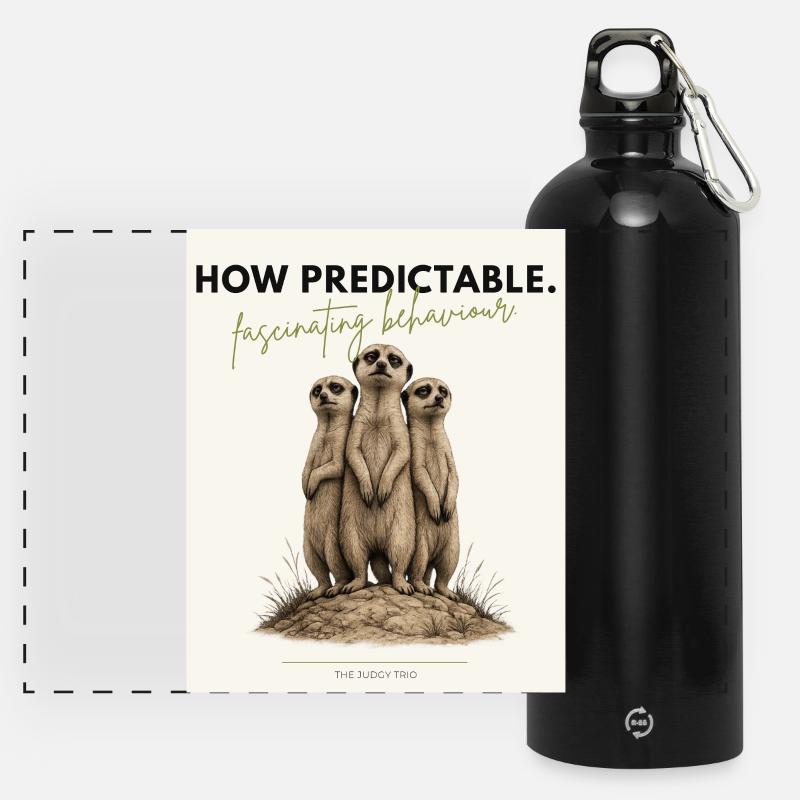 How Predictable Meerkat Trio - Panorama Trinkflasche mit Karabiner 750 ml - Schwarz