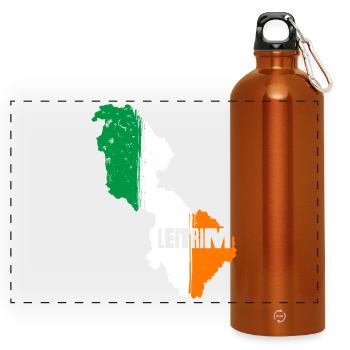 Leitrim Ireland Flag | County Outline Map - Panoramic Drinks Bottle with Carabiner 750 ml - burnt orange - Front