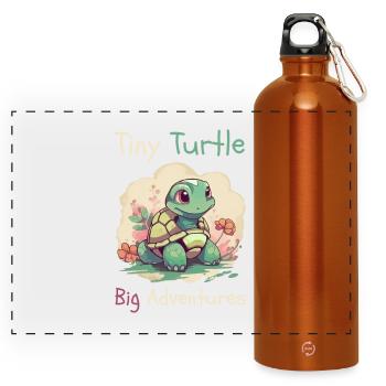 Tiny Turtle Adventure Design - Panoramic Drinks Bottle with Carabiner 750 ml - burnt orange - Front