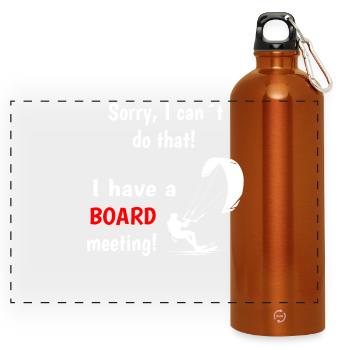 "I Can't, Board Meeting" Kiteboarding Humor Shirt - Panoramic Drinks Bottle with Carabiner 750 ml - burnt orange - Front