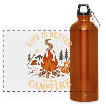 Life is better by the Campfire - Panoramic Drinks Bottle with Carabiner 750 ml - burnt orange - Front