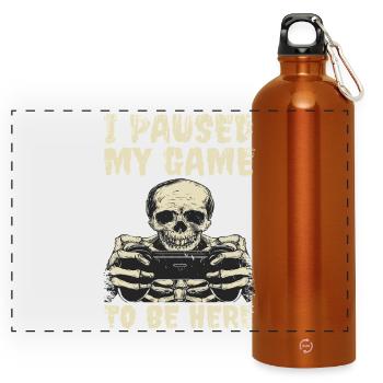 Gaming Skeleton I paused my game - Panoramic Drinks Bottle with Carabiner 750 ml - burnt orange - Front
