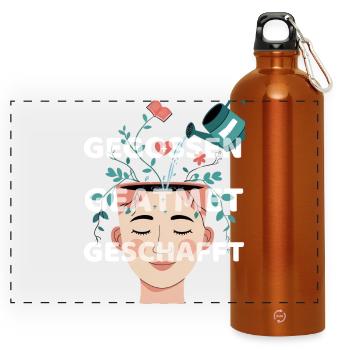 Arrosé, respiré, fait - dicton motivant - Gourde panoramique avec mousqueton 750 ml - orange - Devant