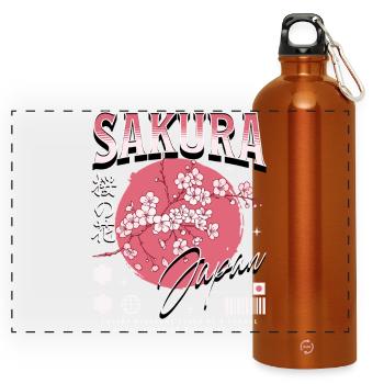 Sakura Cherry Blossom Festival japonais des cerisiers en fleurs - Gourde panoramique avec mousqueton 750 ml - orange - Devant