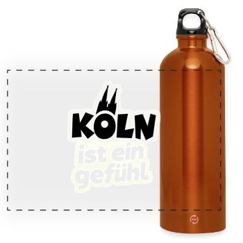 Cologne is a feeling Cologne cathedral - Panoramic Drinks Bottle with Carabiner 750 ml - burnt orange - Front