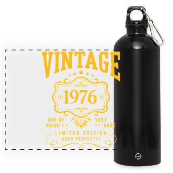 Cadeau rétro de l’année de naissance vintage 1976 - Gourde panoramique avec mousqueton 750 ml - noir - Devant