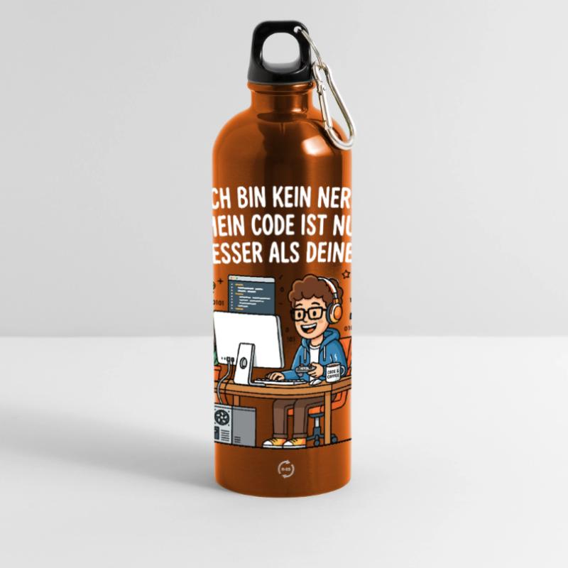 Coder Humor Programmierer Spruch Panorama Trinkflasche mit Karabiner 750 ml