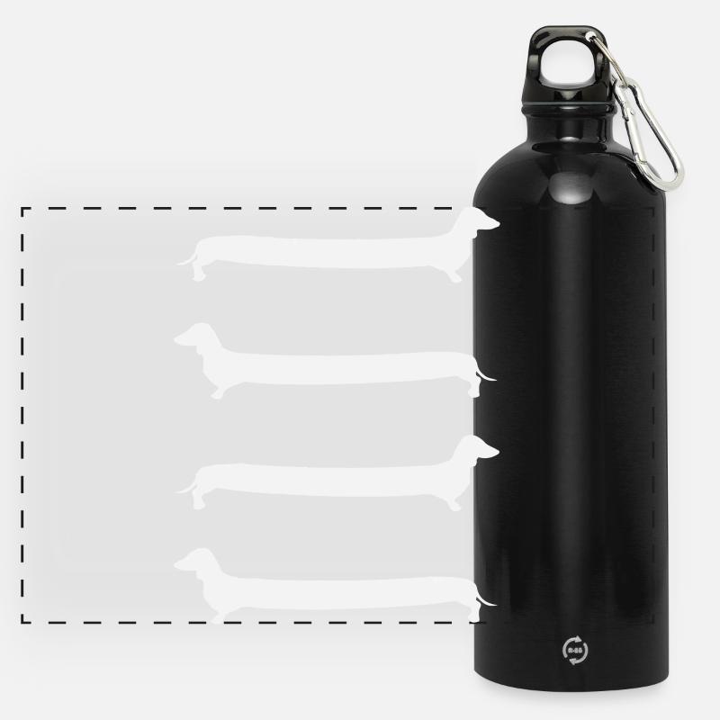 Dackel Leiter - Panorama Trinkflasche mit Karabiner 750 ml - Schwarz