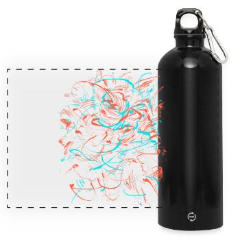 Tartarus / Abstract Fantasy - Panoramic Drinks Bottle with Carabiner 750 ml - black - Front