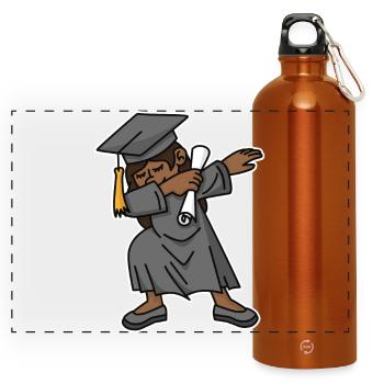 Schwarzes Mädchen Student dab Abschluss Schule - Panorama Trinkflasche mit Karabiner 750 ml - Orange - Vorne