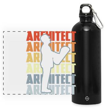 Retro Architect - Panoramic Drinks Bottle with Carabiner 750 ml - black - Front