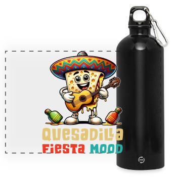 Quesadillas Fiesta Mood Mexico - Panoramic Drinks Bottle with Carabiner 750 ml - black - Front