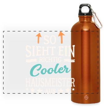 So sieht ein richtig cooler Hausmeister aus - Panorama Trinkflasche mit Karabiner 750 ml - Orange - Vorne