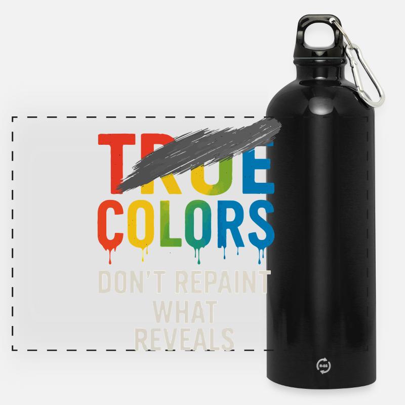 True Colors Don’t Repaint What Reveals - Panoramic Drinks Bottle with Carabiner 750 ml - black