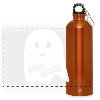 Gespenst Geist Baby BOOO Geister Halloween - Panorama Trinkflasche mit Karabiner 750 ml - Orange - Vorne
