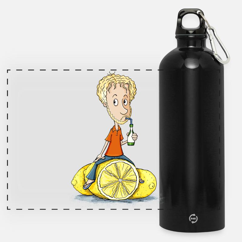 Gibt Dir das Leben Zitronen... - Panorama Trinkflasche mit Karabiner 750 ml - Schwarz