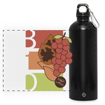 Organic Fruits Fruit Symbol Healthy Food Food Icon - Panoramic Drinks Bottle with Carabiner 750 ml - black - Front