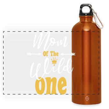 Mom Of The Wild One lustiger 1. Geburtstag First Thing - Panorama Trinkflasche mit Karabiner 750 ml - Orange - Vorne