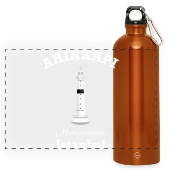 Istanbul, Leuchtturm Ahirkapi, Marmarameer, Türkei - Panorama Trinkflasche mit Karabiner 750 ml - Orange - Vorne