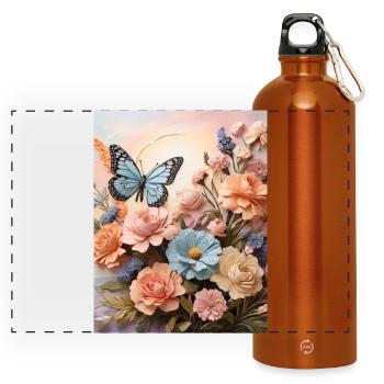 Flower Wings - Panoramic Drinks Bottle with Carabiner 750 ml - burnt orange - Front