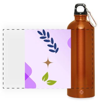Design minimaliste de feuilles inspiré de la nature - Gourde panoramique avec mousqueton 750 ml - orange - Devant